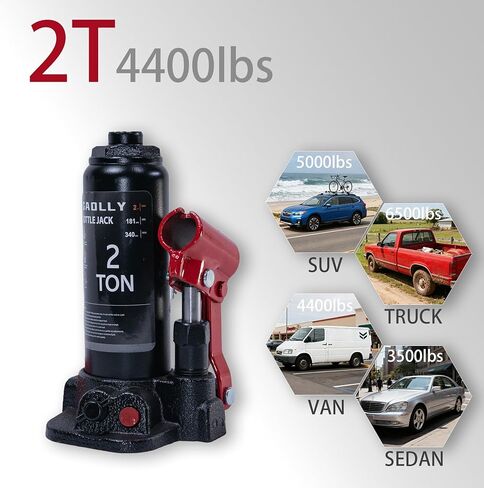 2 Ton (4,400 LBs) Hydraulic Car Bottle Jack for Auto Repair and House Lift, with Case, Black in Kuwait