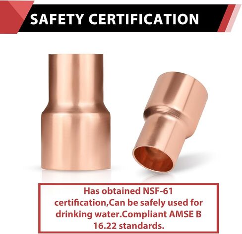 (Pack of 10) EFIELD 3/4" X 1/2" Copper Coupling Reducer, Cx C Sweat Connection, LF Copper Plumbing Fittings(3/4"X1/2"),(COPPER035) in Saudi Arabia