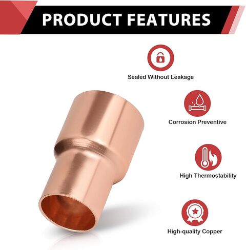 (Pack of 10) EFIELD 3/4" X 1/2" Copper Coupling Reducer, Cx C Sweat Connection, LF Copper Plumbing Fittings(3/4"X1/2"),(COPPER035) in Saudi Arabia