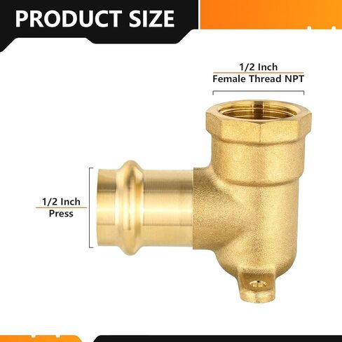 5-Pack HeSun Copper Press 90-Degree Drop Ear Elbow,1/2" Press X 1/2" Female NPT Elbow Fitting, LF Brass in Saudi Arabia