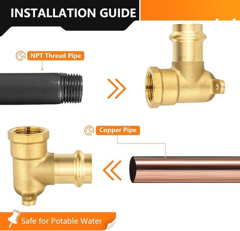 5-Pack HeSun Copper Press 90-Degree Drop Ear Elbow,1/2" Press X 1/2" Female NPT Elbow Fitting, LF Brass in Saudi Arabia