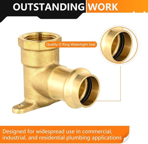 5-Pack HeSun Copper Press 90-Degree Drop Ear Elbow,1/2" Press X 1/2" Female NPT Elbow Fitting, LF Brass in Saudi Arabia