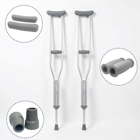 Crutch Solid Hand Grip, Replacement Medical Drive Cane Crutch Handgrips, Gray, 2 Pcs, in Saudi Arabia