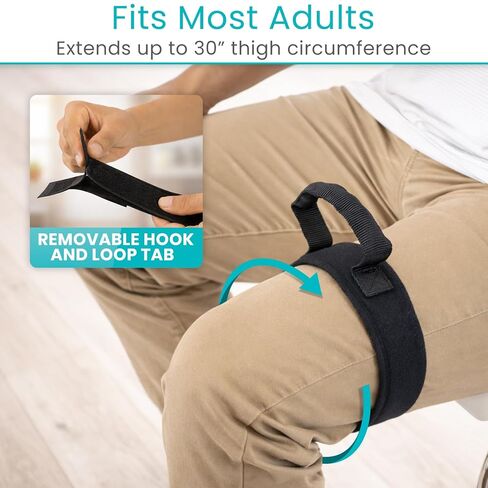 Vive Thigh Lifter Strap - Pull Up Assistance Band - Medical Equipment With Padded Wrist Tool For Leg Movement - Transfer Device For Limited Mobility - Knee Recovery - For Elderly, Senior And Disabled in Saudi Arabia
