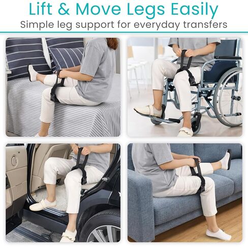 Vive Thigh Lifter Strap - Pull Up Assistance Band - Medical Equipment With Padded Wrist Tool For Leg Movement - Transfer Device For Limited Mobility - Knee Recovery - For Elderly, Senior And Disabled in Saudi Arabia