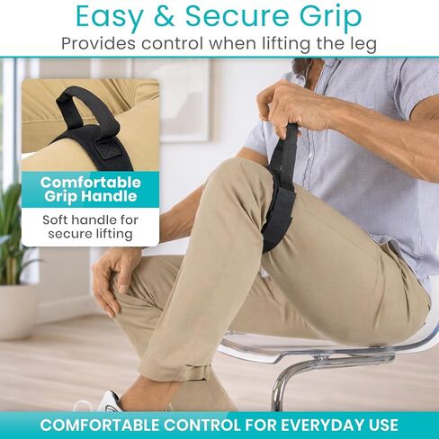 Vive Thigh Lifter Strap - Pull Up Assistance Band - Medical Equipment With Padded Wrist Tool For Leg Movement - Transfer Device For Limited Mobility - Knee Recovery - For Elderly, Senior And Disabled in Saudi Arabia