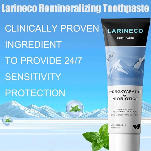 Larineco Remineralizing Toothpaste，Hydroxi Fluoride Free Nano Hydroxyapatite Toothpaste for Remineralizing Enamel & Sensitive Relief, Whitening, SLS-Free, Natural Peppermint, 4.23oz (1PCS) in Saudi Arabia
