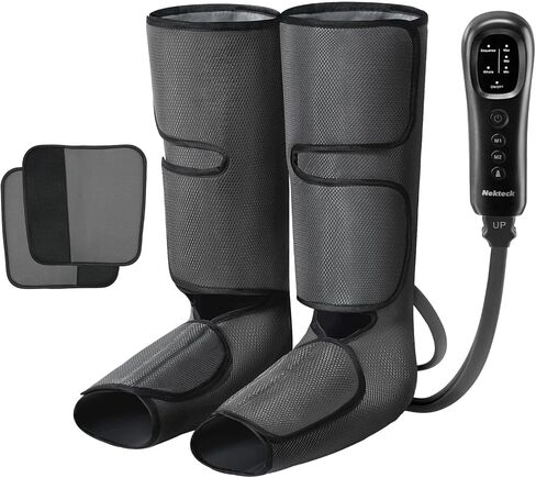 Nekteck Leg Massager with Air Compression for Circulation and Relaxation, Foot and Calf Massage Machine with Hand-held Controller 2 Modes 3 Intensities, Adjustable Leg Wraps for Home and Office Use in Saudi Arabia