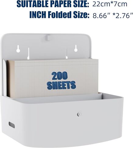 Wall Mounted Paper Towel Dispenser, 200-Sheet Folded Hand Towel Dispenser, Fits C-Fold, Multifold & Trifold Towels, Durable ABS Paper Towel Holder for Bathroom, Office & Restroom, White in Saudi Arabia