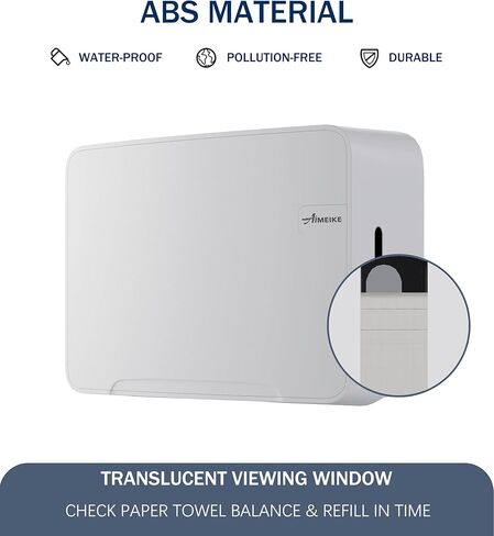 Wall Mounted Paper Towel Dispenser, 200-Sheet Folded Hand Towel Dispenser, Fits C-Fold, Multifold & Trifold Towels, Durable ABS Paper Towel Holder for Bathroom, Office & Restroom, White in Saudi Arabia