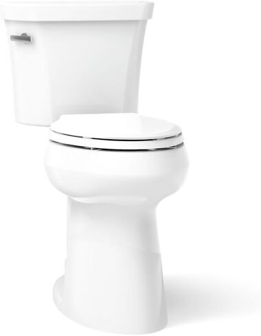 KOHLER K-25224-0 Highline Tall Two-Piece Elongated Toilet with Left-Hand Trip Lever, Elongated Toilet Bowl, 1.28 GPF, White in Saudi Arabia