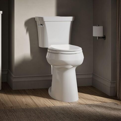 KOHLER K-25224-0 Highline Tall Two-Piece Elongated Toilet with Left-Hand Trip Lever, Elongated Toilet Bowl, 1.28 GPF, White in Saudi Arabia