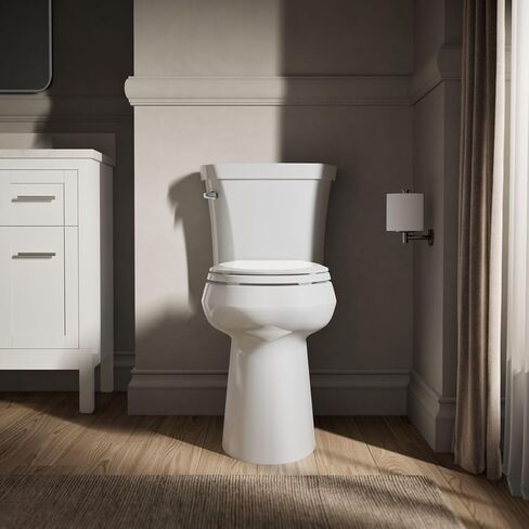 KOHLER K-25224-0 Highline Tall Two-Piece Elongated Toilet with Left-Hand Trip Lever, Elongated Toilet Bowl, 1.28 GPF, White in Saudi Arabia