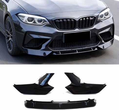 3 قطع ممتص الصدمات الأمامي للسيارة BMW F87 M2 كومبيتيشن كوبيه M2C 2016-2020 مادة ABS زاوية جانبية (أسود لامع) in Saudi Arabia