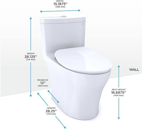 TOTO® Aquia® IV One-Piece Elongated Dual Flush 1.28 and 0.9 GPF Universal Height, WASHLET®+ Ready Toilet with CEFIONTECT®, Cotton White- MS646234CEMFGN#01 in Saudi Arabia