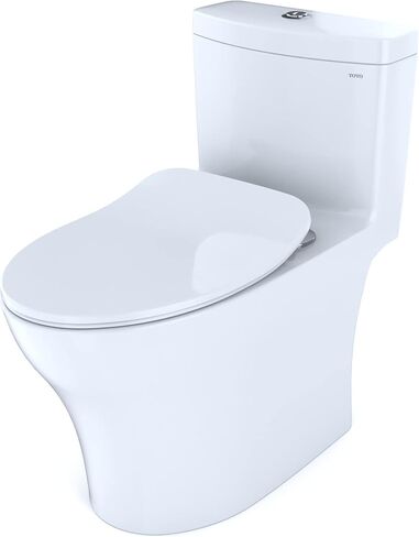 TOTO® Aquia® IV One-Piece Elongated Dual Flush 1.28 and 0.9 GPF Universal Height, WASHLET®+ Ready Toilet with CEFIONTECT®, Cotton White- MS646234CEMFGN#01 in Saudi Arabia
