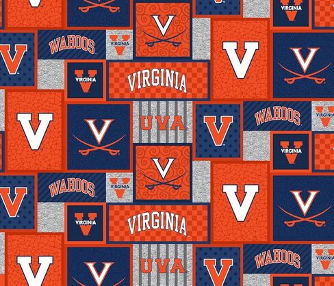 SYKEL ENTERPRISES University of Virginia Fleece Fabric Sold by The Yard-Virginia Cavaliers College Patch Fleece Blanket Fabric-SYKEL UVA1177 in Saudi Arabia