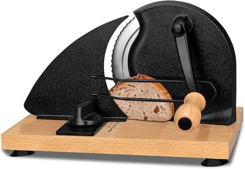Manual Bread Slicer for Homemade Sourdough Bread Adjustable Thickness Bread Cutter with Hand Crank, Slicing Guide, Scale Line, Stainless Steel Blade & Suction Cups, for Perfect Even Slices (Black) in Saudi Arabia