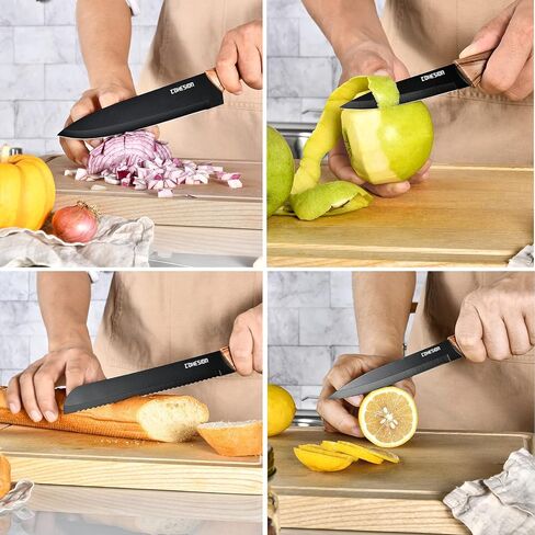 Cohesion 5 PCS Kitchen Knife Set with Magnetic Knife Holder for Wall, Ultra Sharp Chef Boxed Knife Set With Sheathes for Multipurpose Cooking with Ergonomic Handle in Saudi Arabia