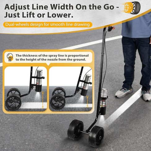 CAROD Marking Paint Wand, Dual-Wheel Line Marking Wand Sprayer Compatible with Inverted Marking Paint, Side Push Marking Stick for Ground Sport Field Parking Lot Spray Applicator in Saudi Arabia
