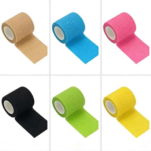 Bandage Wrap, 6Rolls Multiple Sizes Athletic Tape for Sports, Wrist, Finger, Ankle, Vet Wrap for Dogs, Medical Tape Wrap, Dog Bandages for Wounds, Wrist Tape (6 P - Multiple Sizes - Skin) in Kuwait