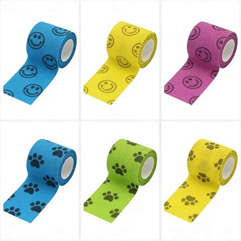 Bandage Wrap, 6Rolls Multiple Sizes Athletic Tape for Sports, Wrist, Finger, Ankle, Vet Wrap for Dogs, Medical Tape Wrap, Dog Bandages for Wounds, Wrist Tape (6 P - Multiple Sizes - Skin) in Kuwait