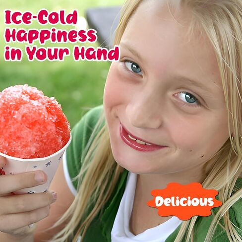 Concession Essentials Paper Snow Cone Cups, 6 oz, Wax Coated, Leakproof Water Cups for Shaved Ice, Water Cooler Dispenser, 100 Count in Saudi Arabia