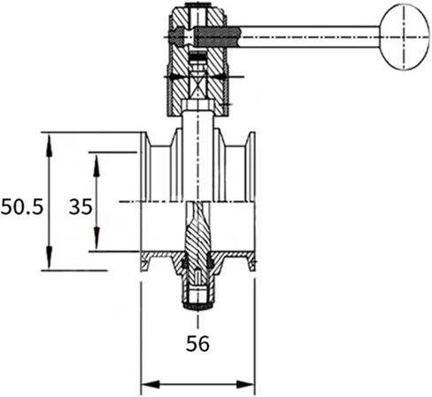 1-1/2 بوصة 38 مم SS304 الفولاذ المقاوم للصدأ الصحي 1.5 "صمام ثلاثي المشبك 1 قطعة in Kuwait
