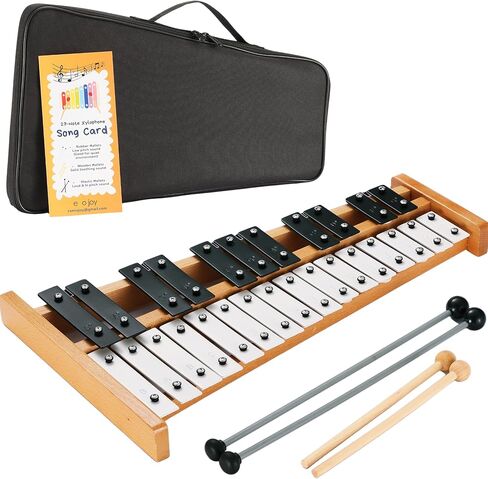 27-Note Glockenspiel Xylophone Percussion Instrument Set – Tuned Aluminum Bars with Wooden Frame, Adult & Student Practice Bell Kit with 3 Head Types of Mallets and Carrying Case in Saudi Arabia