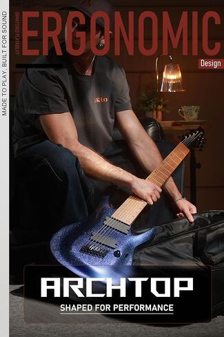 AKLOT Multi-Scale 8-String Electric Guitar: Roasted Maple Neck with String-Through Bridge Electric Guitars Kit with Okoume Body, HH Pickup, Gig Bag, Strap, String Mute, Distortion Pedal, XRN-8 TB in Saudi Arabia