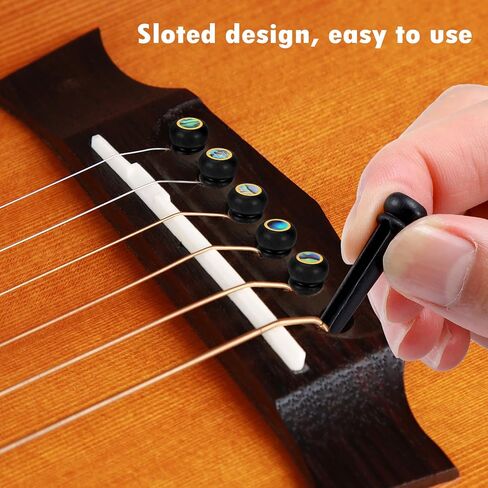6Pcs Ebony Acoustic Guitar Bridge Pins with Abalone Dot Inlays, Slotted Guitar String Pegs Replacement Parts in Saudi Arabia