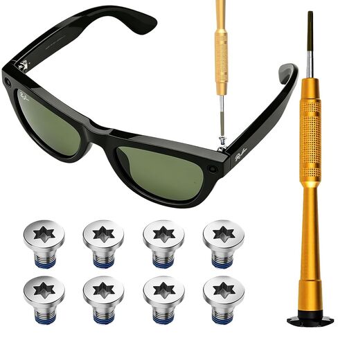 Replacement Screw Set Includes 1 Pcs Screwdriver & 8 Pcs Replacement Screws for Ray-Ban Meta Wayfarer/Skyler/Headliner Gen 1/2 & Oakley Meta HSTN, Easily Replace Sunglasses Temple Screws in Kuwait