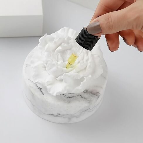 Zenstone White Ceramic Peony Aroma Diffuser – Elegant Home Décor Flower Design, Add Essential Oils for Natural Fragrance, No Flame or Electricity (White) in Saudi Arabia