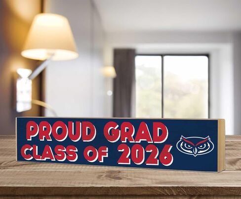 KH Sports Fan Florida Atlantic Owls فئة 2026 لافتة خشبية، ديكور التخرج، 3 × 13 بوصة، أزرق in Kuwait