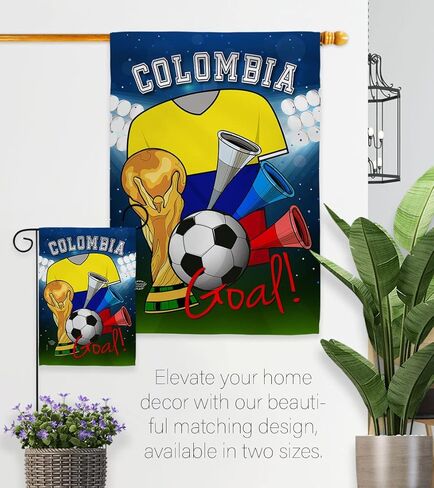 علم حديقة كأس العالم كولومبيا، فريق FIFA قطر، ديكور المنزل، لافتة جدارية فنية للفناء، الشرفة الأمامية، غرفة الكأس، ديكورات كرة القدم، صغيرة في الهواء الطلق، علامات ساحة صغيرة مزخرفة، هدايا كرة القدم في الأماكن المغلقة، مصنوعة في الولايات المتحدة الأمريكية in Saudi Arabia
