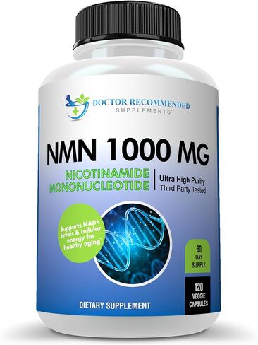 المكملات الموصى بها من قبل الأطباء NMN 1000 ملغ (أحادي نيوكليوتيد النيكوتيناميد) - 120 كبسولة نباتية، 30 حصة - يدعم مستويات NAD+ والطاقة الخلوية - تم اختباره بواسطة طرف ثالث، غير معدّل وراثيًا، خالي من الغلوتين in Kuwait
