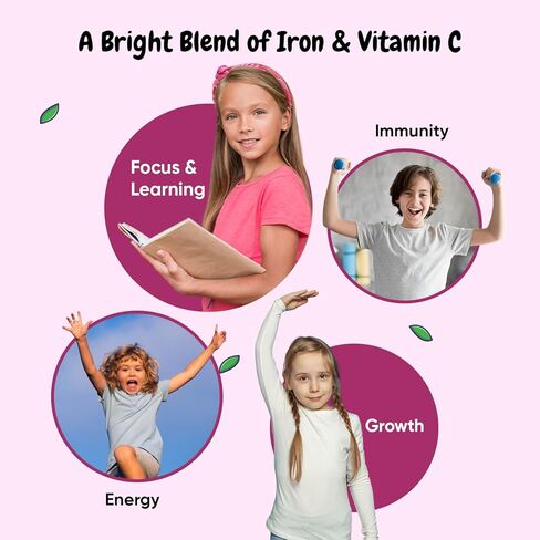maxmedix Kids Iron Gummies with Vitamin C | 120 Gummies (4-Month Supply) | 7mg of Kids Iron Supplement with Vitamin C 10mg | Natural Mixedberry Flavored | 1 Gummy per Day | Vegan, Non-GMO in Saudi Arabia