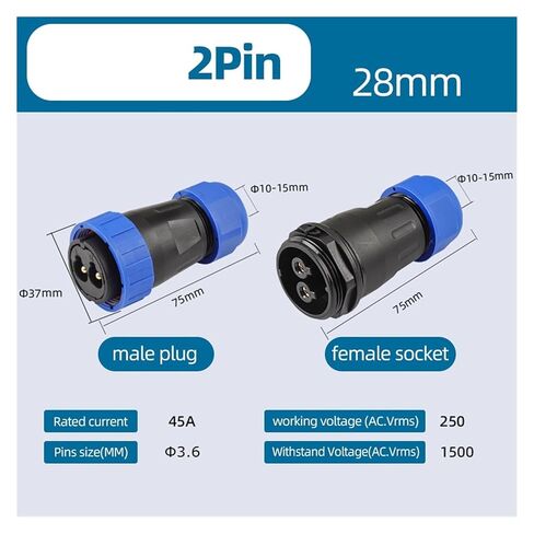 LD28 Solderless Screw Connector IP68 Waterproof Docking 2-9 Pin(2Pin,5Sets) in Saudi Arabia