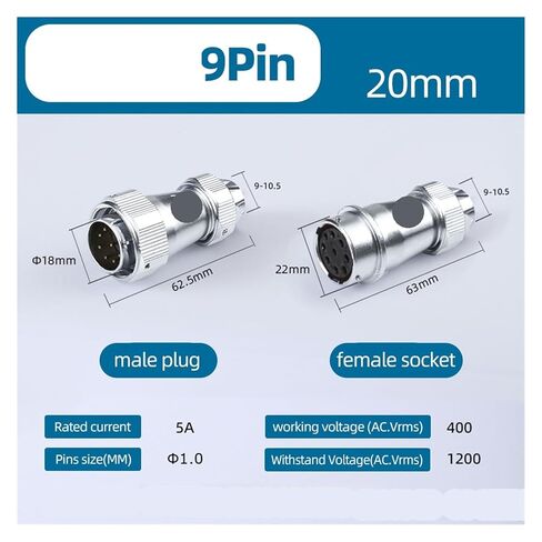 1PCS WY20 TE+ZE Connector 2-15PIN Waterproof(9Pin,5Sets) in Saudi Arabia