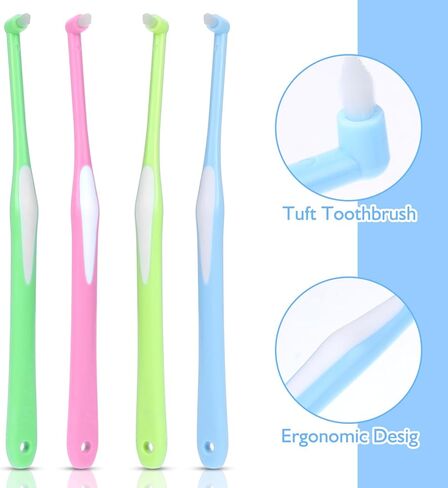 Ouligay 4Pcs End Tuft Toothbrush Adult Tufted Brush Single Tuft Toothbrushes Small Head Tiny Interdental Interspace Toothbrushes Orthodontic Toothbrush for Braces Detail Cleaning in Saudi Arabia