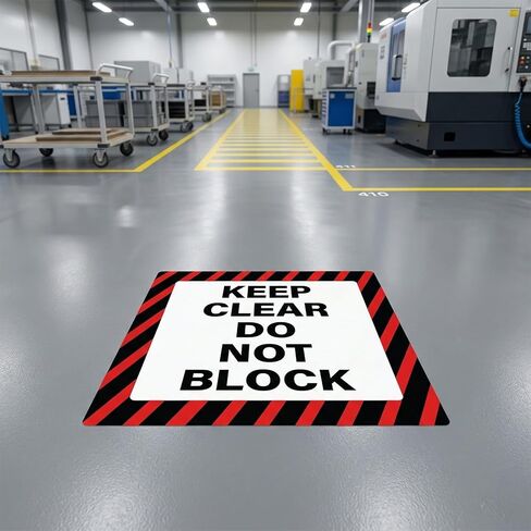 5 عبوات من ملصقات Keep Clear Do Not Block مقاس 18 × 18 بوصة ذاتية اللصق من الفينيل علامة تحذير صناعية مقاومة للماء لأرضية السلامة لمساحات تجارية في المستودعات والمصنع in Kuwait