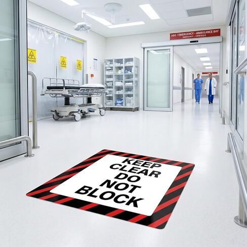 5 عبوات من ملصقات Keep Clear Do Not Block مقاس 18 × 18 بوصة ذاتية اللصق من الفينيل علامة تحذير صناعية مقاومة للماء لأرضية السلامة لمساحات تجارية في المستودعات والمصنع in Kuwait