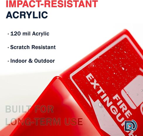Fire Extinguisher Sign with Arrow, 6 Inch 3D Two-Sided Acrylic Projecting V Sign, Fire Extinguisher Signs for Wall Mount, Business Signs with Screws, 4 Pack in Saudi Arabia