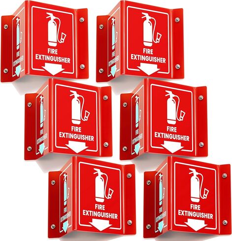 Fire Extinguisher Sign with Arrow, 6 Inch 3D Two-Sided Acrylic Projecting V Sign, Fire Extinguisher Signs for Wall Mount, Business Signs with Screws, 4 Pack in Saudi Arabia