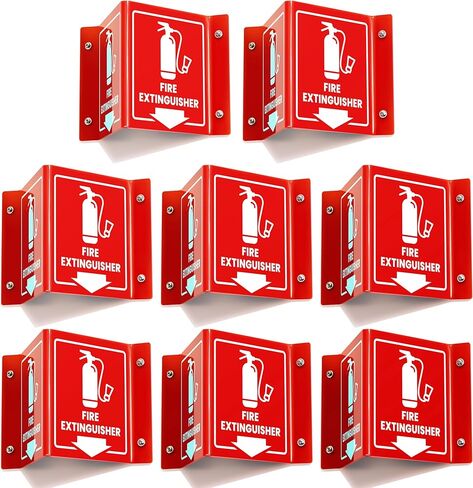 Fire Extinguisher Sign with Arrow, 6 Inch 3D Two-Sided Acrylic Projecting V Sign, Fire Extinguisher Signs for Wall Mount, Business Signs with Screws, 4 Pack in Saudi Arabia