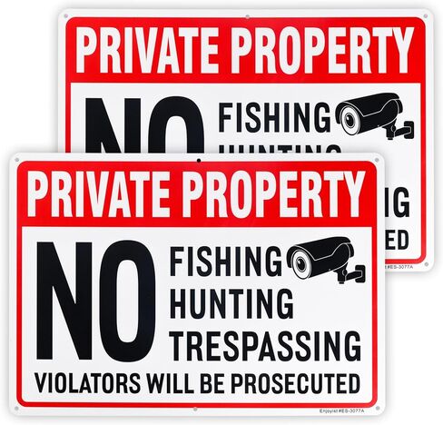 2 Pack Private Property No Trespassing No Hunting No Fishing Sign, 14"x 10" .040 Rust Free Aluminum – Reflective, UV Protected and Weatherproof in Saudi Arabia