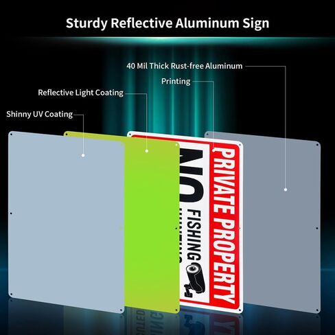 2 Pack Private Property No Trespassing No Hunting No Fishing Sign, 14"x 10" .040 Rust Free Aluminum – Reflective, UV Protected and Weatherproof in Saudi Arabia