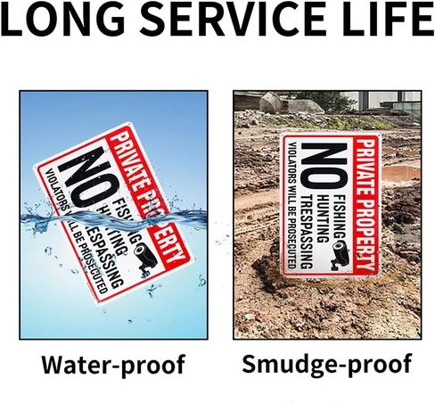 2 Pack Private Property No Trespassing No Hunting No Fishing Sign, 14"x 10" .040 Rust Free Aluminum – Reflective, UV Protected and Weatherproof in Saudi Arabia