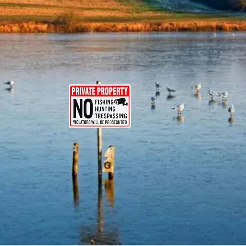 2 Pack Private Property No Trespassing No Hunting No Fishing Sign, 14"x 10" .040 Rust Free Aluminum – Reflective, UV Protected and Weatherproof in Saudi Arabia