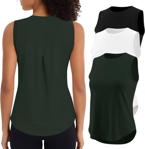 3 Pack Workout Tops for Women Athletic Running Yoga Tank Tops Loose Fit Sleeveless Sports Tennis Gym Shirt Quick Dry in Saudi Arabia
